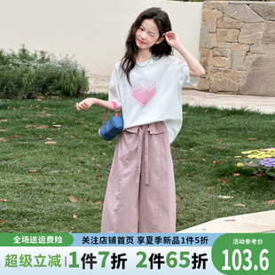 女童夏装套装夏季2026新款儿童韩版洋气夏款大童夏天女孩运动短袖