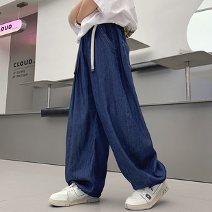 夏装 儿童裤 子宽松防蚊裤 男孩休闲长裤 夏季 贝田男童天丝牛仔裤 薄款