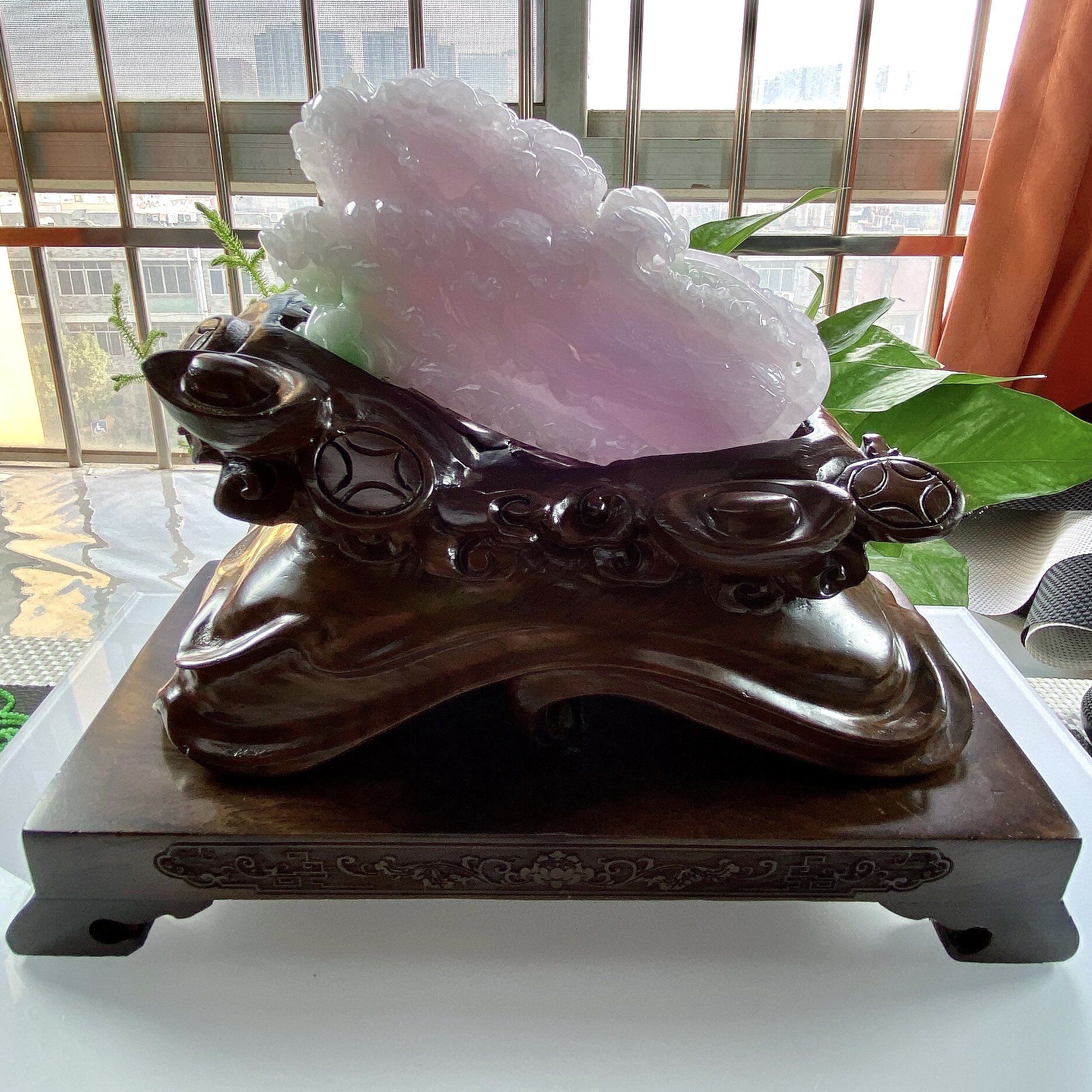 缅甸天然翡翠A货，精雕冰糯种春