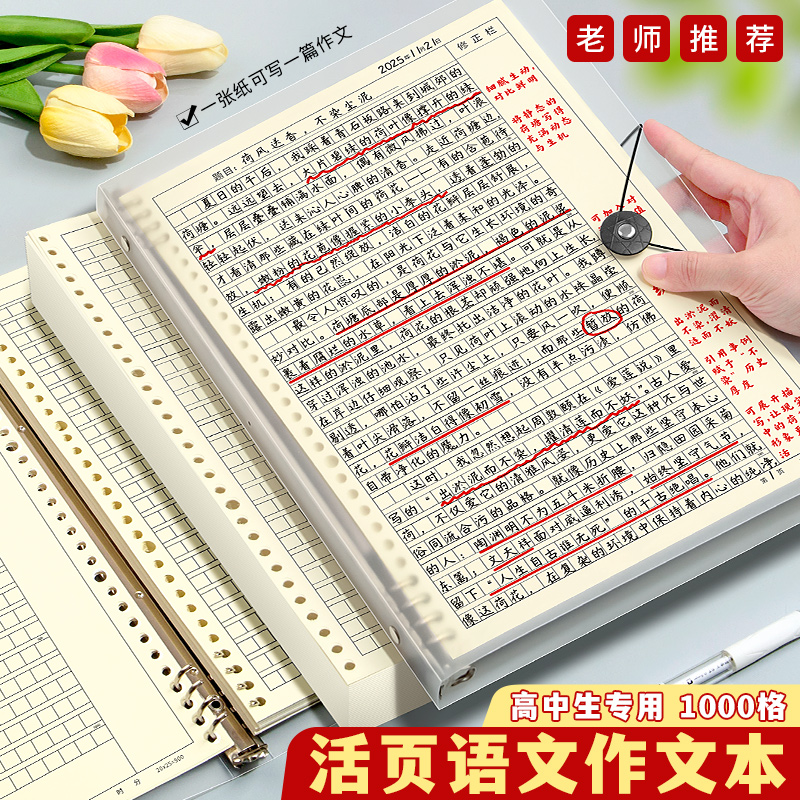 B5加厚活页作文本400格1000字格