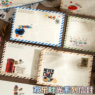 航空信封可邮寄卡通欧式复古明信片信纸和信封牛皮纸浪漫情书送男女友高级感精致手写信可爱ins风邮票仪式感