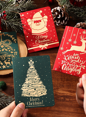 圣诞贺卡英文烫金高级感立体diy麋鹿雪花圣诞树老人送女友merry christmas圣诞节儿童礼物留言卡祝福感谢卡片