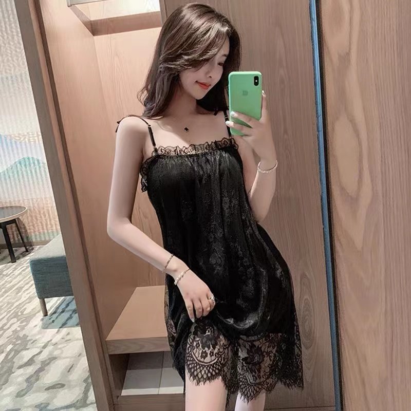 情绪套装内衣性感蕾丝网纱睡裙纯欲吊带睡衣女性惑透情调裙子