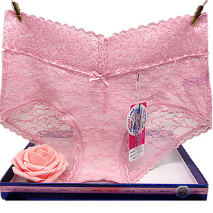 正品彩田内裤花仙子PE2759中腰网纱蕾丝边银离子性感透气速干三角