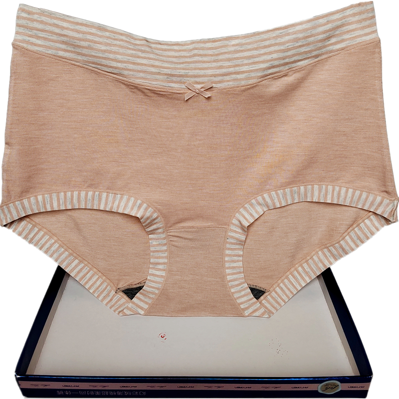 彩田莫代尔棉女抗菌条纹平脚内裤