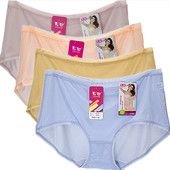 3条价30876彩田内裤 女冰丝超薄高腰大码 纯色平脚透明性感全棉裆夏