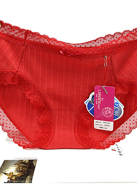 花仙子女士内裤中腰20973蕾丝边纯色银离子黄金比例抗菌莫代尔棉