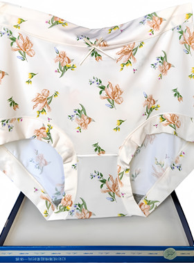 彩田高腰内裤头女士15833冰丝无痕石墨烯抗菌特大码32633包臀印花