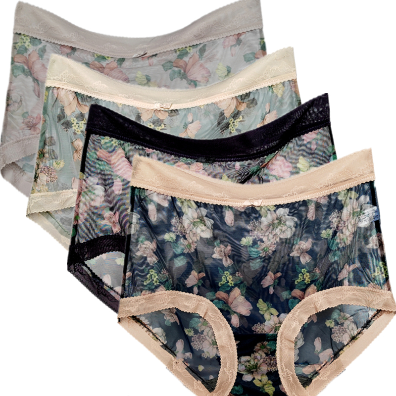 彩田内裤高腰网纱透明抗菌性感薄