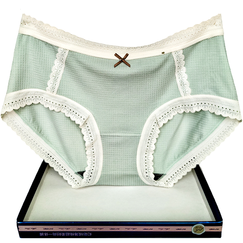 花仙子内裤女透气蕾丝边抗菌中腰