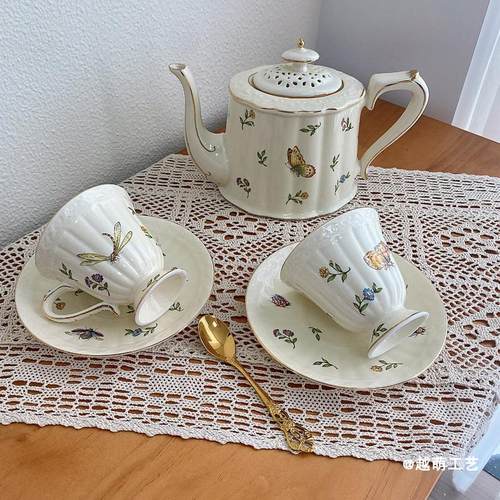 北欧高级感骨瓷金边咖啡杯