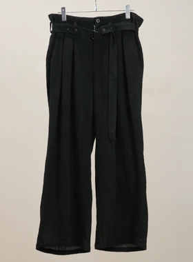 现货ANCELLM BELTED CREPE TUCK PANTS 高腰宽松系带阔腿西裤26SS