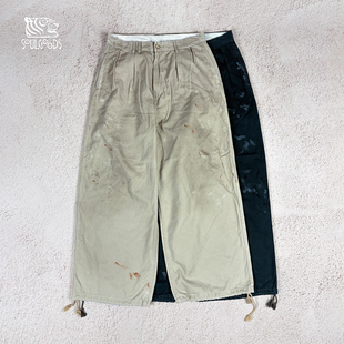 现货ANACHRONORM CHINO 油漆做旧宽松斜纹棉抽绳长裤26SS