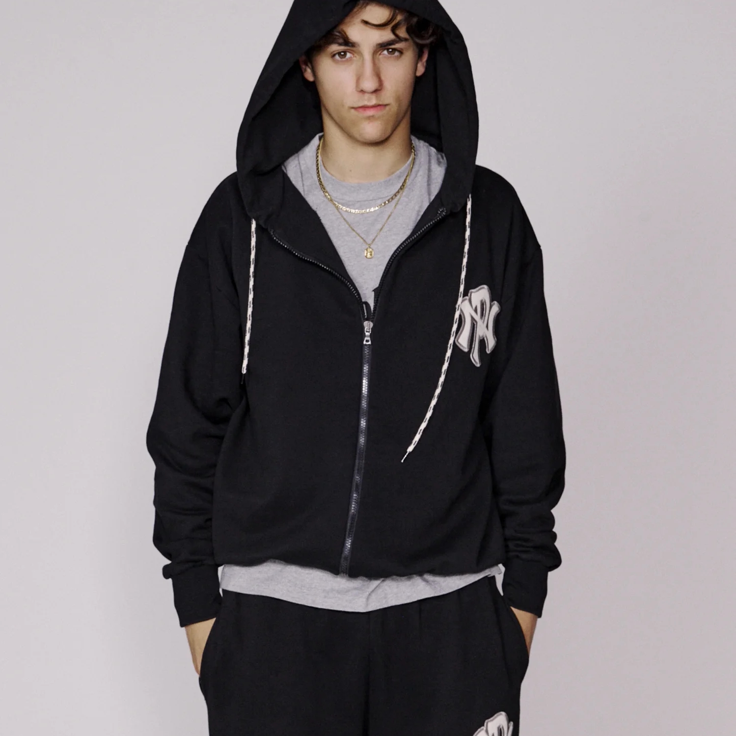 现货授权No Problemo NYP Zip Hoodie 纯棉双拉链连帽卫衣25FW