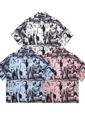 现货WACKO MARIA x ELLEN VON UNWERTH 印花夏威夷短袖衬衫25SS