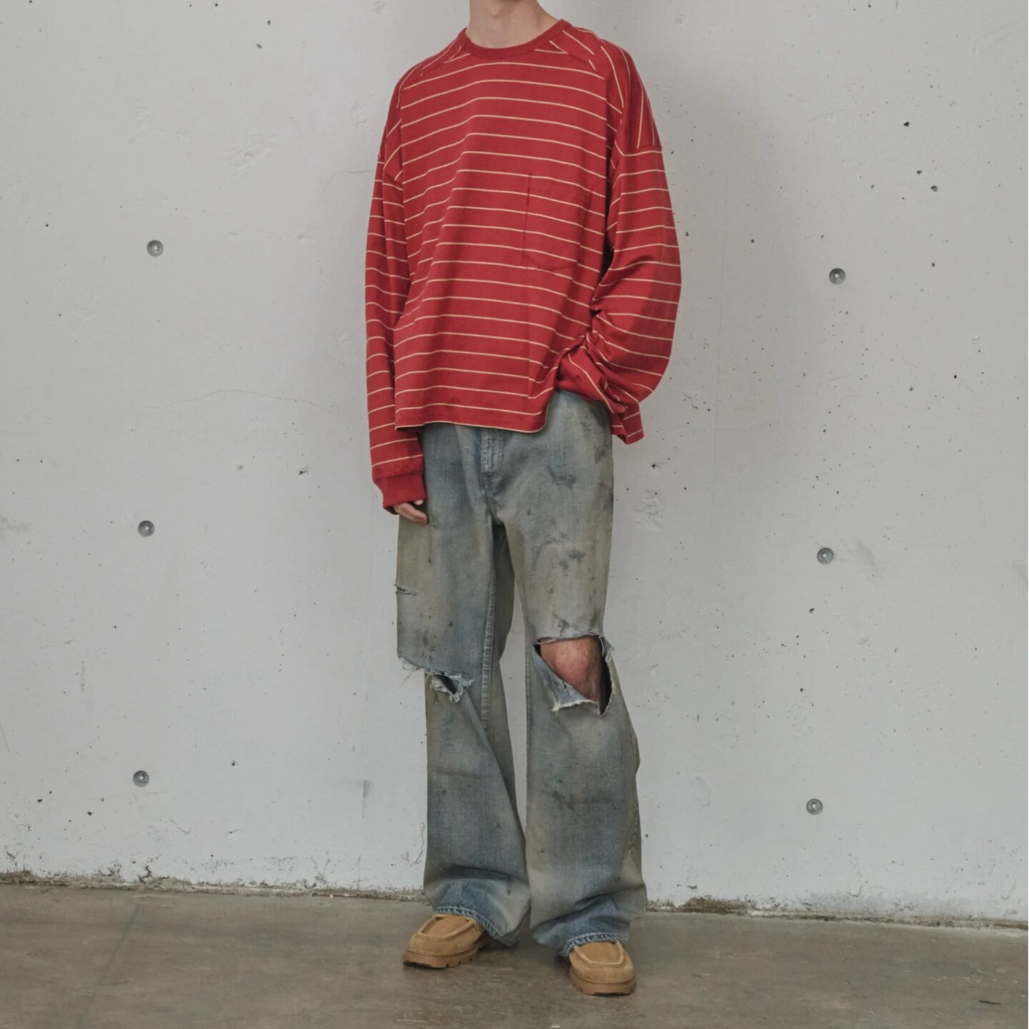 现货ANCELLM CRASH MIDDLE 5P DENIM PANTS 直筒破洞牛仔裤26SS图片