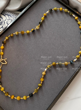 天然石串珠项链秋冬叠戴毛衣链轻奢长款高级感小众设计配饰吊坠女