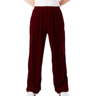 金丝绒太极裤女秋冬季加绒加厚太极服裤男灯笼裤武术训练裤武印象