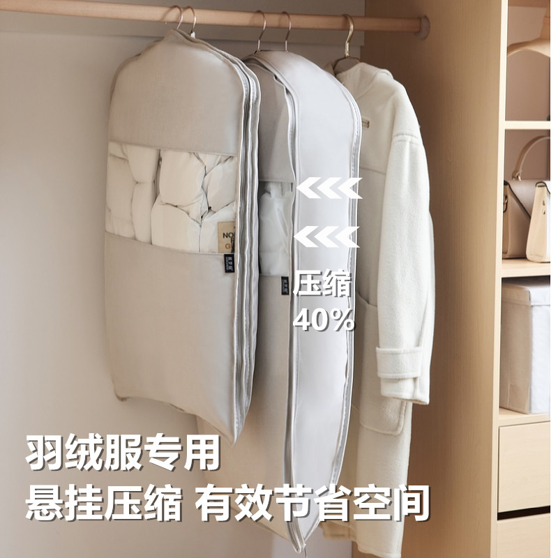 羽绒服专用收纳袋压缩衣服防尘罩挂衣袋挂式大衣防尘袋子透明长款