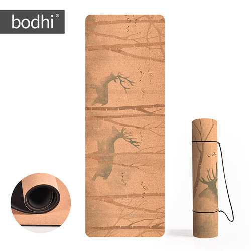 bodhi天然橡胶瑜伽垫软木tpe专业初学者加厚无味防滑运动健身地垫 - 封面