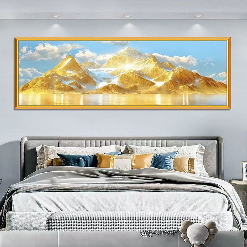 背靠金山自粘床头装饰画客厅沙发背景墙贴画壁画好寓意房间卧室画,家居饰品,现代装饰画,淘宝优惠券,粉丝福利购,淘宝优惠卷