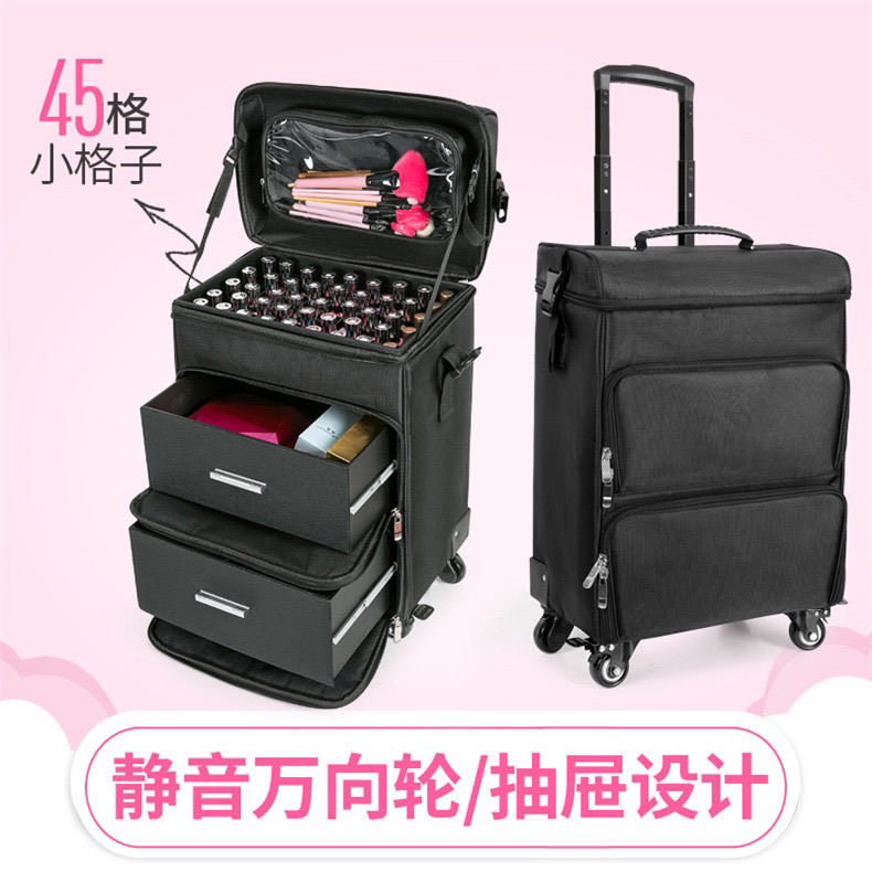 大号容量多层轻便专业跟妆师半永久纹绣美甲帆布拉杆化妆工具箱包