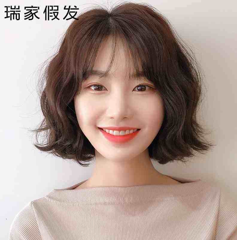 假发女短发造型真发全头套式波波头可爱羊毛卷全真人发丝自然发套