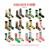 ab袜男款 满3件享9折 女款 不对称袜子卡通可爱招财猫彩色花袜子潮