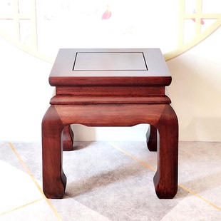 新中式简约加厚加粗虎脚凳大方凳茶几矮凳胡桃色实木红木榫卯原木