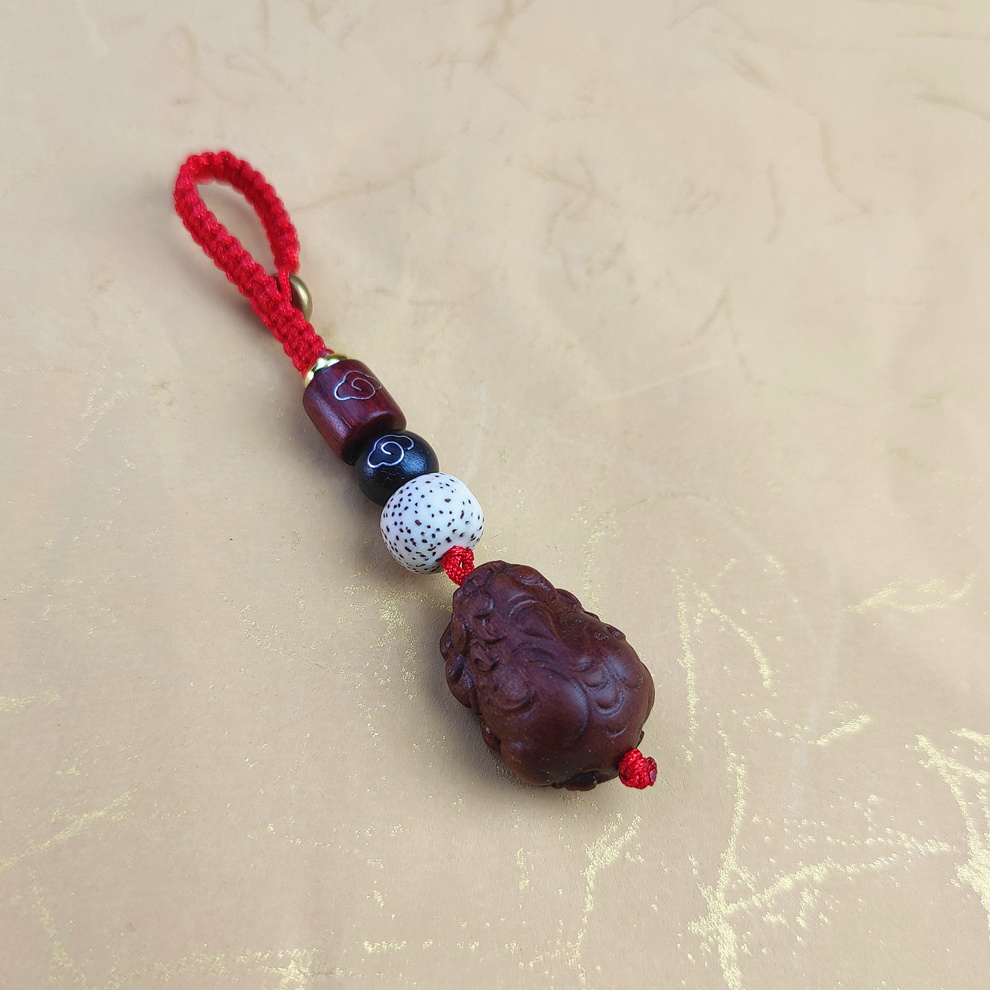 雷击枣木貔貅原木小众设计钥匙扣复古文艺平安招财实木随身小挂饰