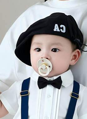 ins儿童贝雷帽宝宝韩版帽子春秋洋气百搭男童鸭舌帽可调节前进帽