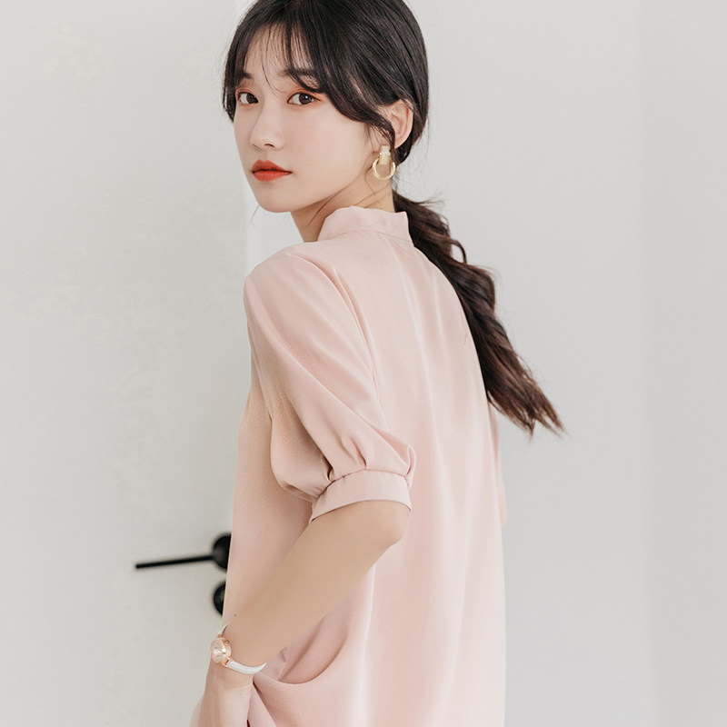 간호 셔츠 여름 반팔 유행 산후 느슨한 수유 탑 작은 셔츠 캐주얼 외출 쉬폰 얇은 간호 셔츠