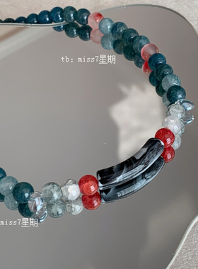 半愿｜原创小众设计新中式复古简约百搭撞色ins串珠项链锁骨链