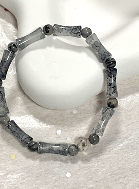 节节高｜原创小众设计黑白灰色冷淡风琉璃竹节天然石串珠手绳手链