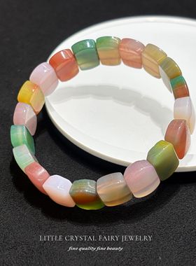 天然盐源玛瑙随型手牌手链可diy彩色水晶项链材料串珠女生首饰