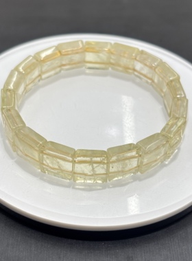 天然黄水晶手牌柠檬晶饰品礼物女生diy表带材料串珠流行饰品外贸