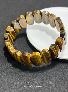 天然黄虎眼石切面珠手牌排手链可diy原创水晶首饰男生酷女孩礼物