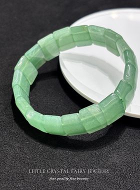 天然绿东陵玉手牌手链可diy原创水晶饰品复古中式外贸小众首饰