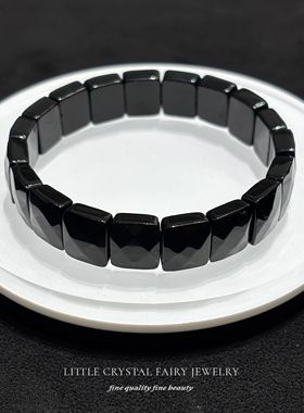 天然黑曜石手排牌手链可diy原创水晶饰品复古小众礼物外贸首饰