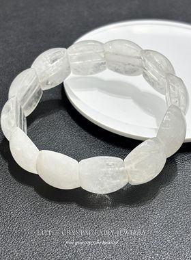 天然白水晶白幽灵指甲手牌手链可diy原创水晶小众首饰女生礼物