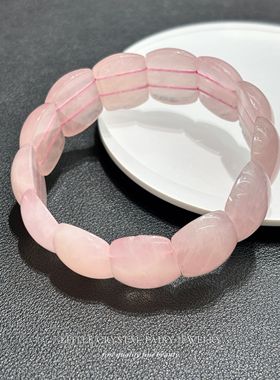 天然粉晶指甲手牌手链可diy原创水晶项链材料串珠外贸女生首饰