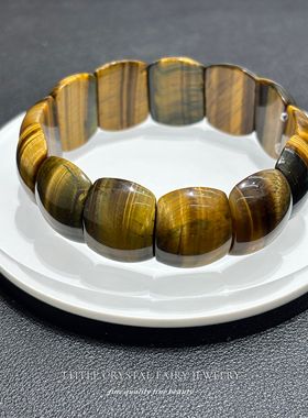 天然黄虎眼指甲手牌手链可diy原创水晶饰品复古文艺礼物外贸首饰