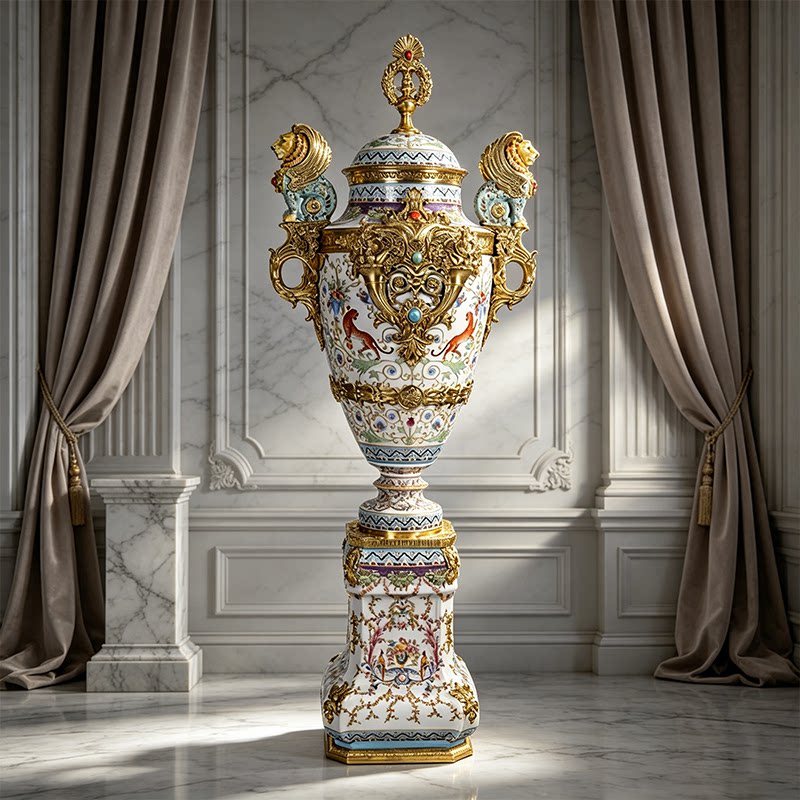 欧式宫廷风陶瓷花瓶客厅落地摆件