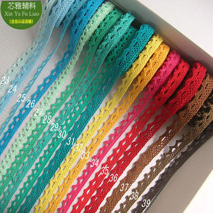 10米长纯棉线编织狗牙镶边辅料蕾丝带床品镂空桌布窄窗帘装 饰花边