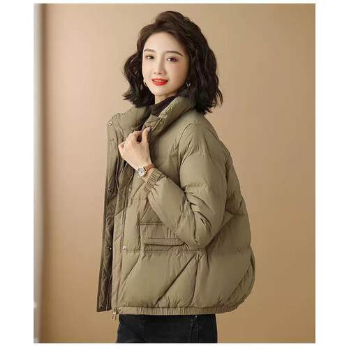 2024冬季新款韩版棉服女短款小个子棉衣加厚保暖显瘦立领棉袄外套