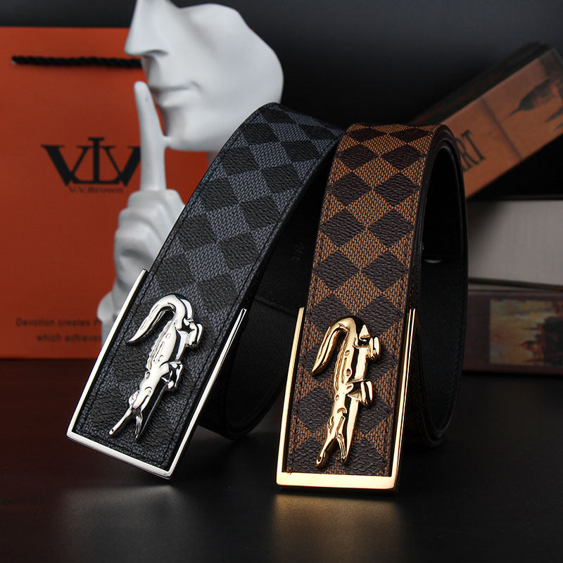 VVBROWN意大利品牌男士商务皮带高档正品真皮轻奢平滑扣正装腰带