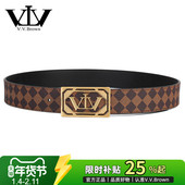 VVBrown意大利品牌正品 男皮带平滑板扣高档奢侈品牌真皮腰带裤 带