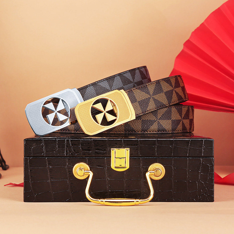 VVBROWN品牌正品皮带男自动扣高档中青年牛皮腰带真皮男士裤带潮