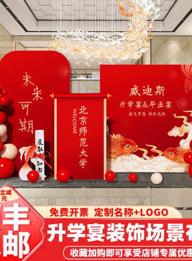 升学谢师庆功宴金榜题名气球布置场景装饰开学毕业季背景墙KT展板