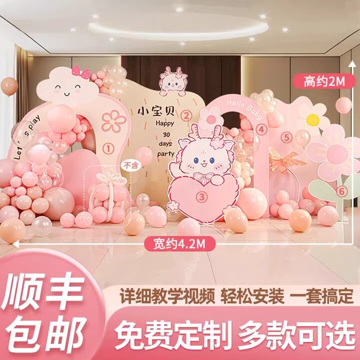 龙宝宝满月百天仪式感场景布置装饰背景墙家里酒店婴儿kt板男女孩,节庆用品/礼品,气球,淘宝优惠券,粉丝福利购,淘宝优惠卷